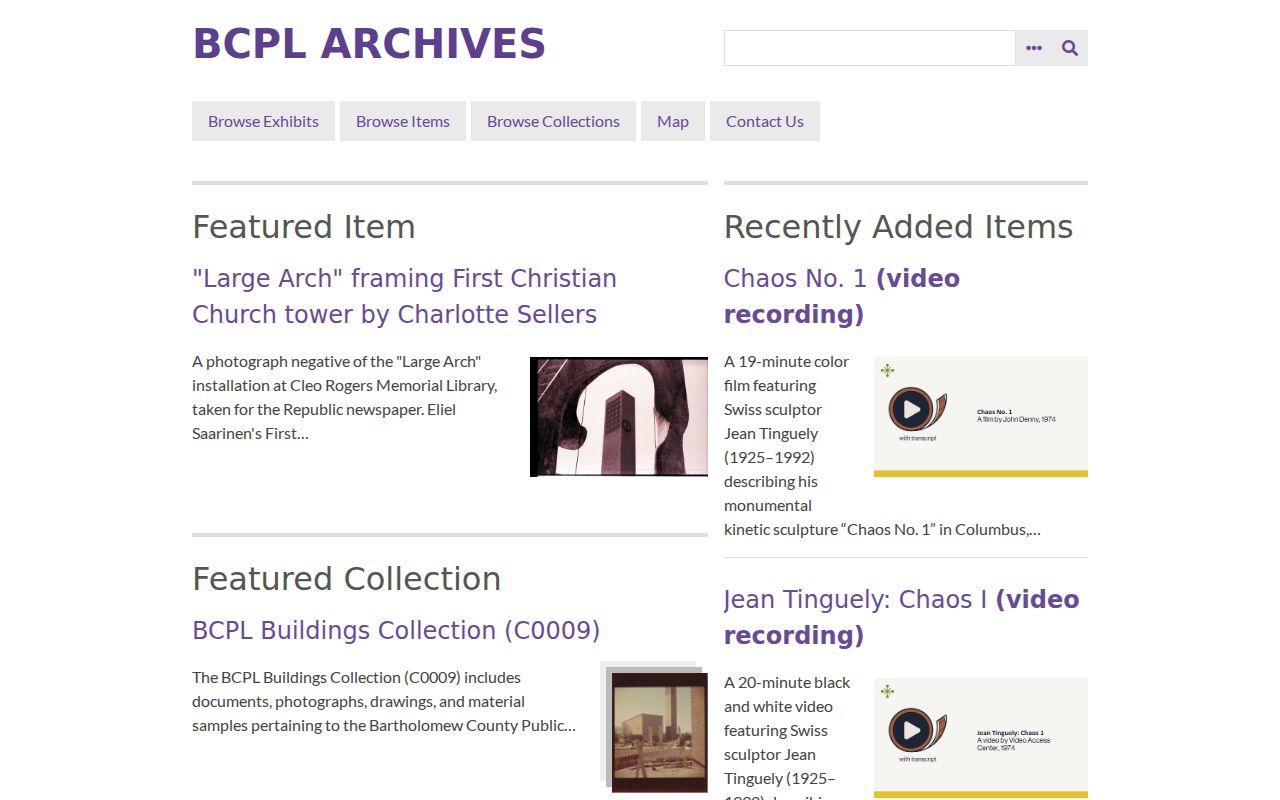 BCPL Digital Archives collection portal for Columbus history research