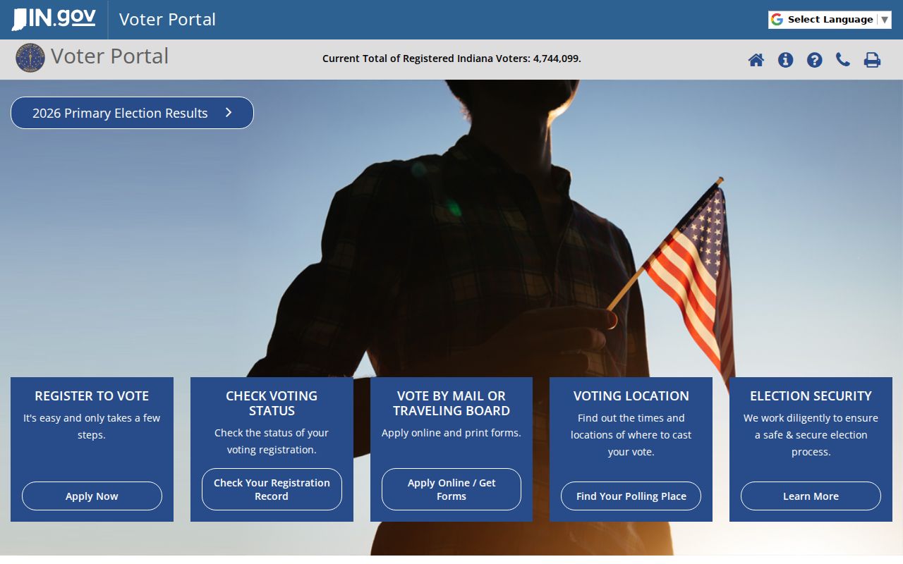Indiana Voters portal for Columbus registration and polling information